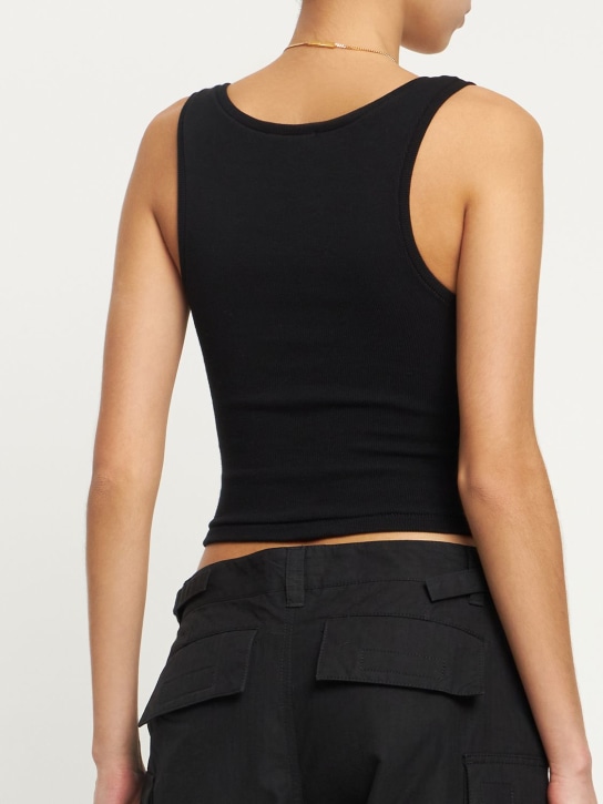 Wardrobe.nyc: Scoop neck stretch cotton tank top - Black - women_1 | Luisa Via Roma