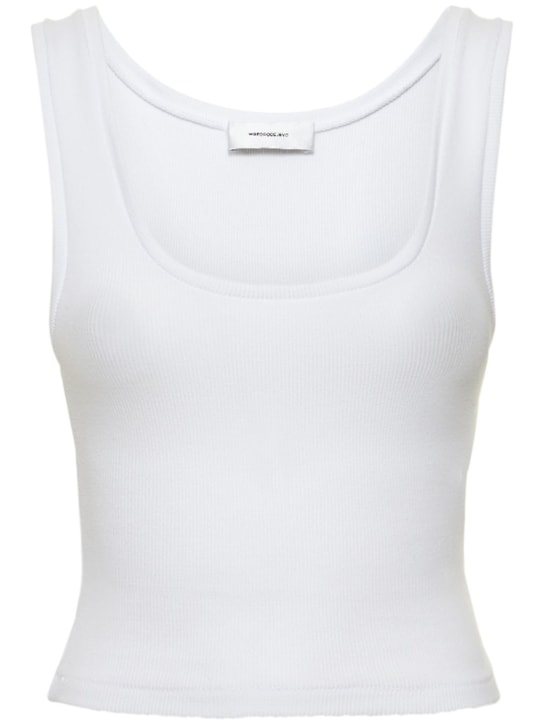 Wardrobe.nyc: Scoop neck stretch cotton tank top - White - women_0 | Luisa Via Roma
