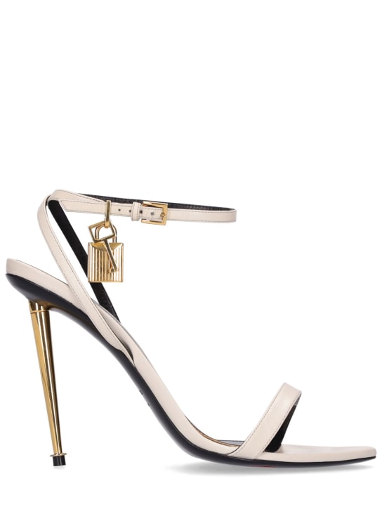 Tom Ford: 105mm Padlock leather sandals - White - women_0 | Luisa Via Roma