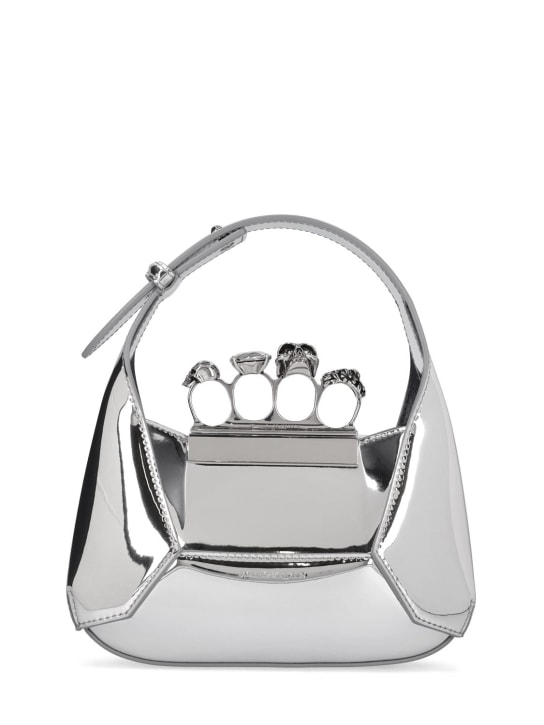 Alexander McQueen: Mini Jewelled leather top handle bag - Silver - women_0 | Luisa Via Roma