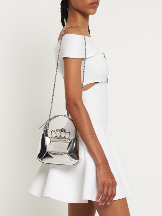 Alexander McQueen: Mini Handtasche aus Leder - Silber - women_1 | Luisa Via Roma