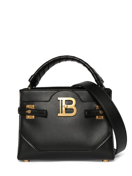 Balmain: Bbuzz 22 leather top handle bag - Noir - women_0 | Luisa Via Roma