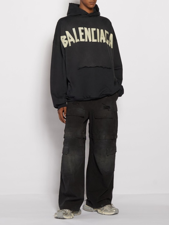 Balenciaga: Cotton sweatshirt hoodie - Washed Black - men_1 | Luisa Via Roma