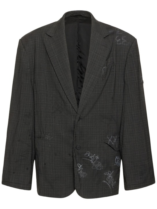 Balenciaga: Heather Prince of Wales wool jacket - Grey - men_0 | Luisa Via Roma