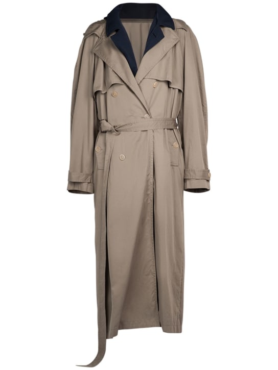 Balenciaga: Trench-coat en sergé de coton - Sand Beige - men_0 | Luisa Via Roma
