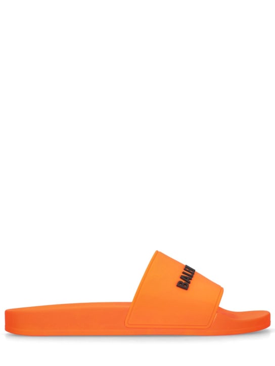 Balenciaga: Pool slide sandals - Neon Orange - men_0 | Luisa Via Roma