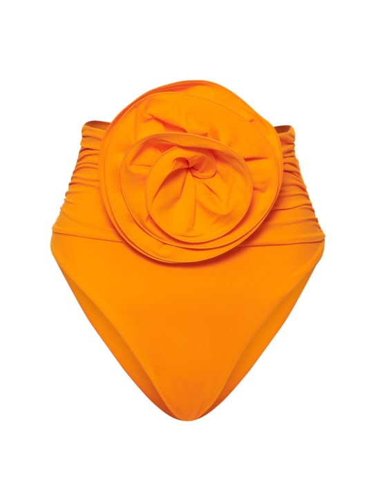 Magda Butrym: Slip bikini vita alta con fiore 3D - Arancione - women_0 | Luisa Via Roma