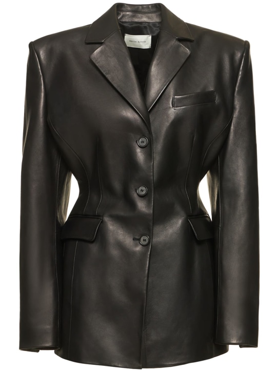 Magda Butrym: Leather tie-back blazer - Black - women_0 | Luisa Via Roma