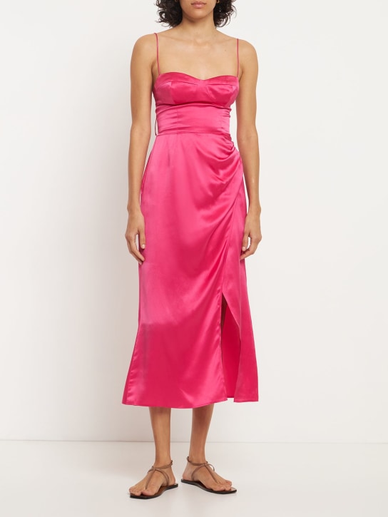 Reformation: Marguerite silk satin midi dress - Pink - women_1 | Luisa Via Roma