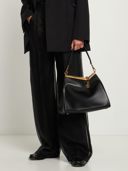 Etro: Large Vela leather shoulder bag - Black - women_1 | Luisa Via Roma