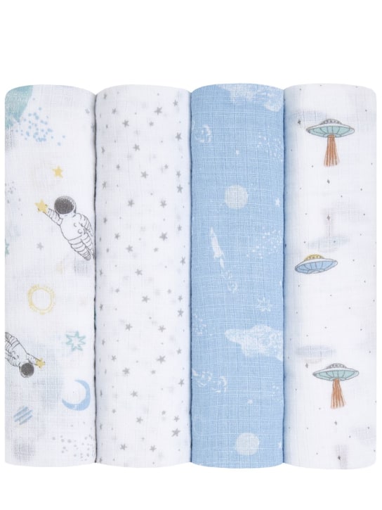 Aden + Anais: Set of 4 printed cotton muslin swaddles - 멀티컬러 - kids-boys_0 | Luisa Via Roma