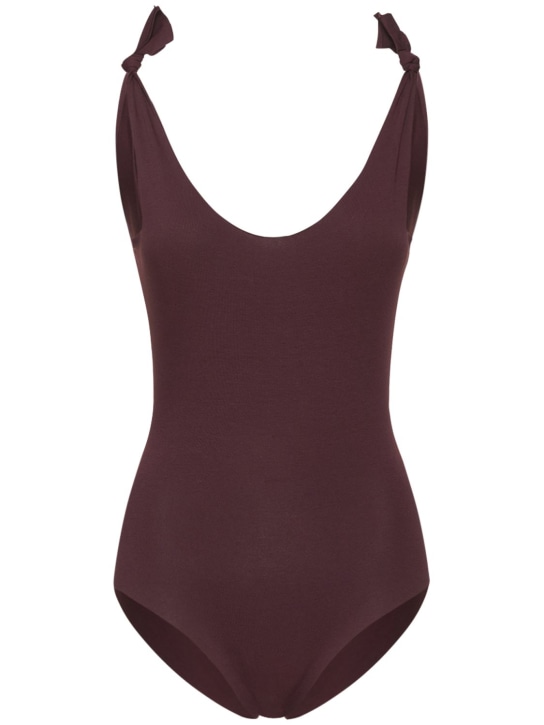 Isole & Vulcani: Seamless jersey one piece swimsuit - Dark Purple - women_0 | Luisa Via Roma