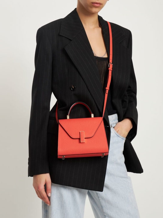 Valextra: Micro Iside leather top handle bag - Papavero - women_1 | Luisa Via Roma