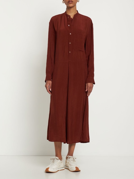 Lemaire: Vestido camisero de viscosa - Rojo Ladrillo - women_1 | Luisa Via Roma
