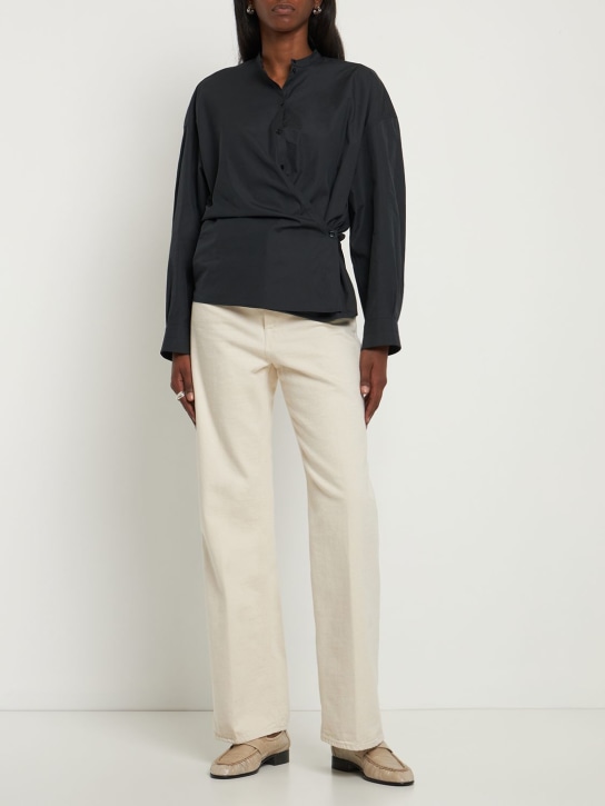 Lemaire: Officer collar twisted cotton shirt - Black - women_1 | Luisa Via Roma