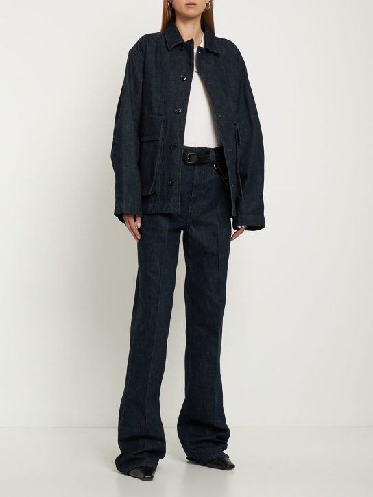 Lemaire: Boxy cotton denim jacket - Navy - women_1 | Luisa Via Roma