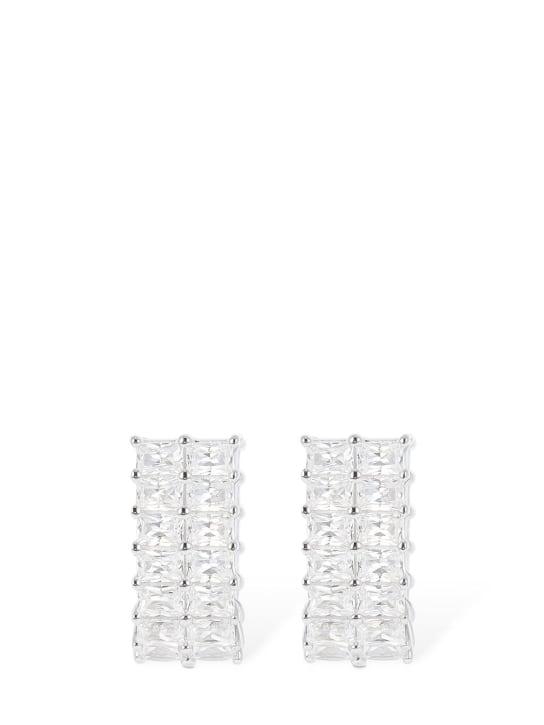 Apm Monaco: Festival double row crystal earrings - Silver - women_0 | Luisa Via Roma