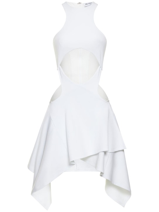 The Attico: Magnolia ribbed cotton jersey mini dress - White - women_0 | Luisa Via Roma