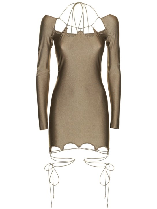 The Attico: Shiny jersey strappy mini dress - Salbeigrün - women_0 | Luisa Via Roma
