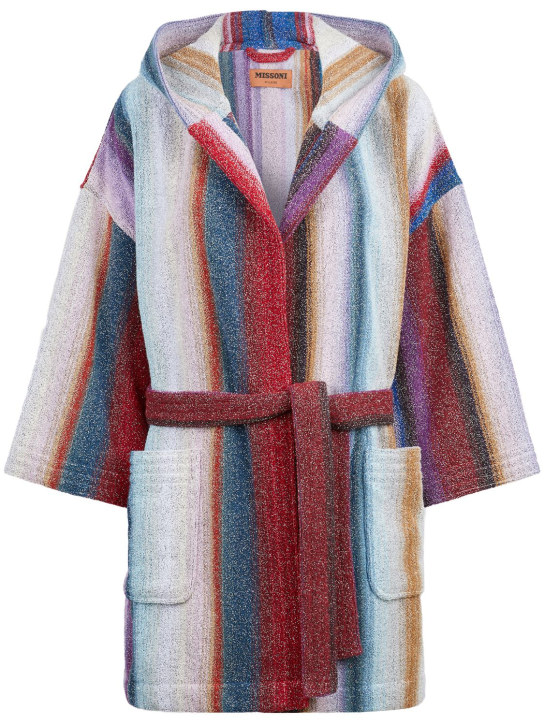 Missoni Home: Clancy hooded bathrobe - Blu Multicolor - women_0 | Luisa Via Roma
