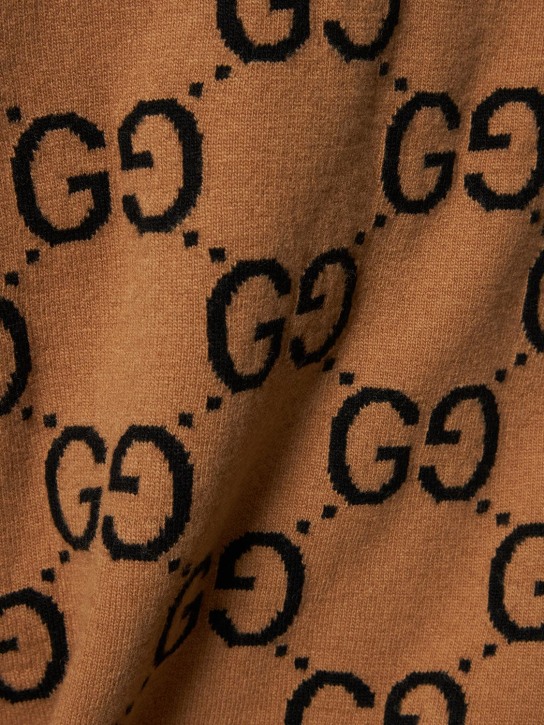 Gucci: GG羊毛针织毛衣 - 驼色/黑色 - men_1 | Luisa Via Roma