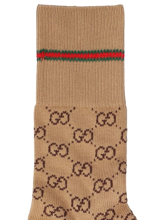 Gucci: Cotton blend socks - Camel - men_1 | Luisa Via Roma
