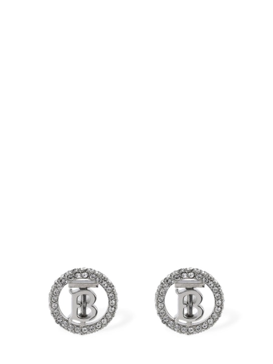 Burberry: Pavé TB xs stud earrings - Silver - women_0 | Luisa Via Roma