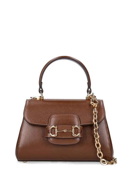 Gucci: 1955 Horsebit leather top handle bag - Brown Sugar - women_0 | Luisa Via Roma
