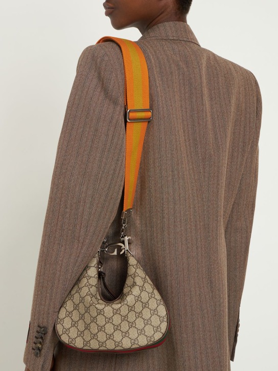 Gucci: Mini Attaché GG Supreme hobo bag - Beige/Ebony - women_1 | Luisa Via Roma