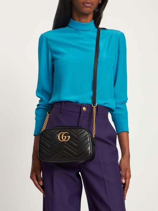 Gucci: GG Marmont leather camera bag - Black - women_1 | Luisa Via Roma