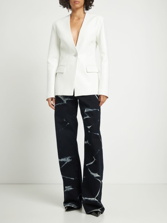 The Attico: Leather collarless blazer - White - women_1 | Luisa Via Roma