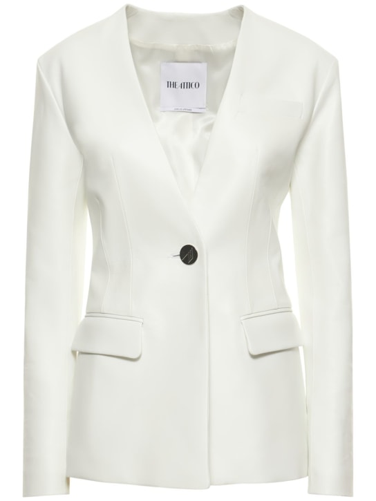 The Attico: Leather collarless blazer - White - women_0 | Luisa Via Roma