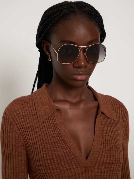 Chloé: Eyeshadow oversize metal sunglasses - women_1 | Luisa Via Roma