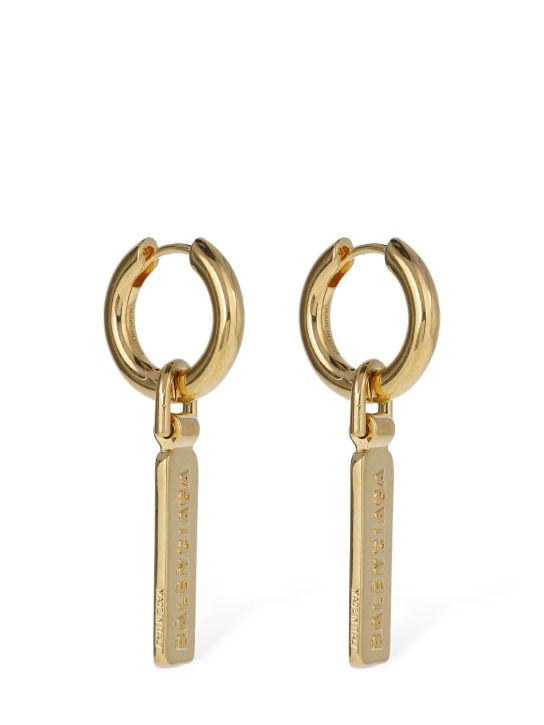 Balenciaga: Skate Tag brass earrings - Gold - women_1 | Luisa Via Roma