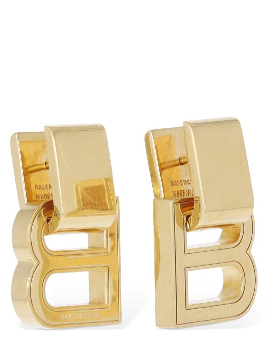 Balenciaga: Hourglass brass earrings - Gold - men_1 | Luisa Via Roma