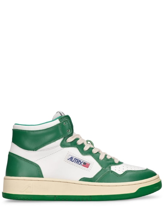Autry: 35mm Medalist bicolor high sneakers - White/Green - women_0 | Luisa Via Roma