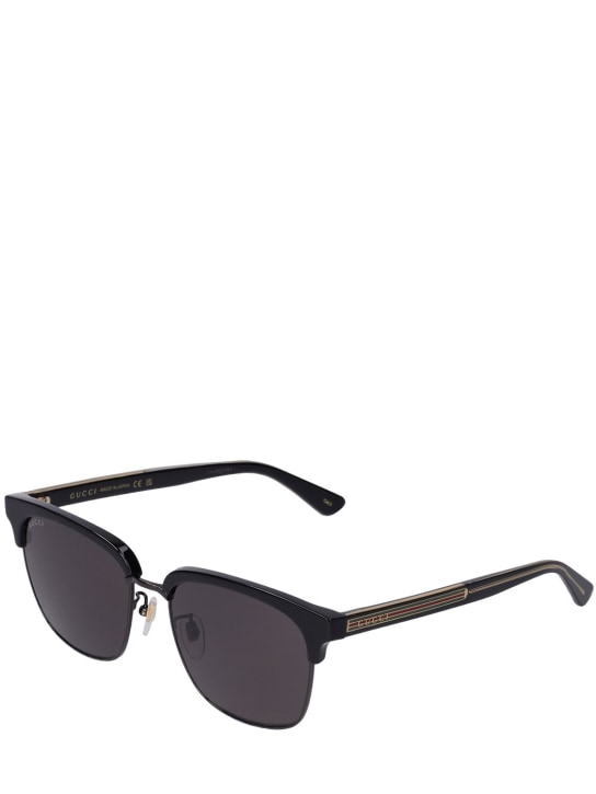 Gucci: Round metal & acetate sunglasses - Black/Grey - women_1 | Luisa Via Roma