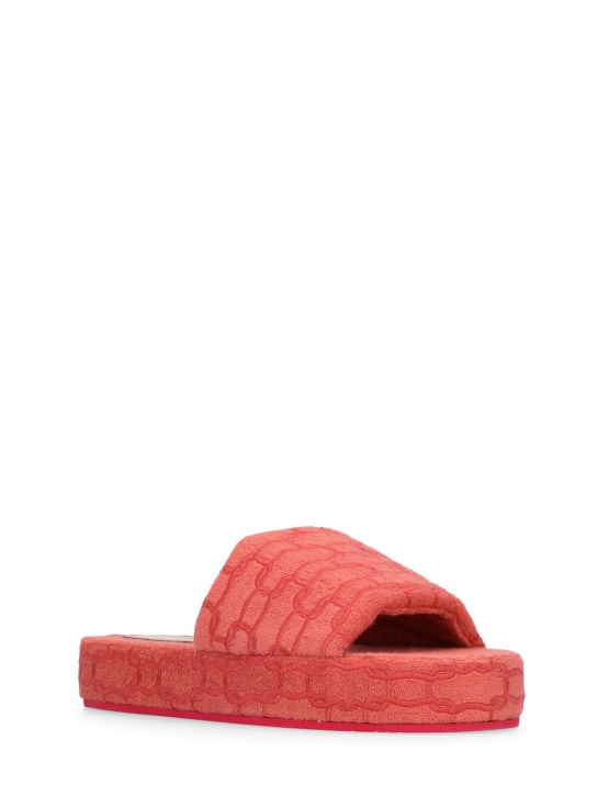 Agnona: Stretch cotton terry slippers - Rosa - women_1 | Luisa Via Roma