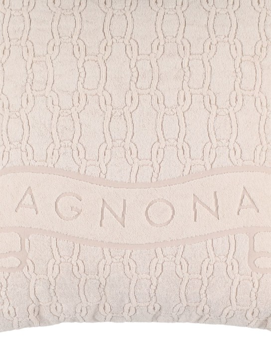 Agnona: Logo cushion - Beige - ecraft_1 | Luisa Via Roma