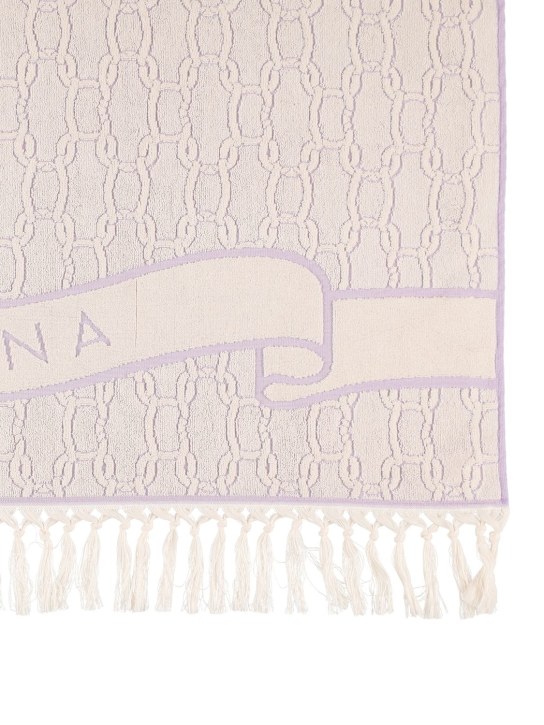 Agnona: Chain jacquard towel - Purple - ecraft_1 | Luisa Via Roma