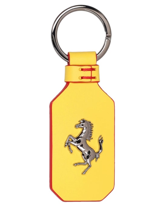 Ferrari: Icon leather key holder - Yellow - men_0 | Luisa Via Roma