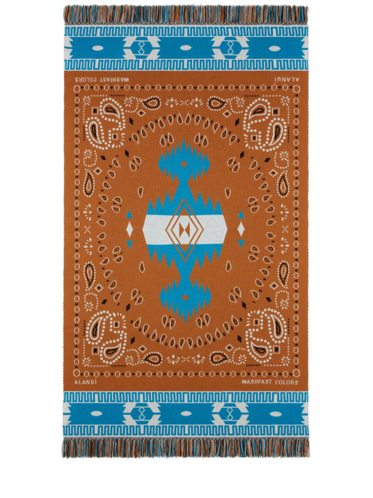Alanui: Bandana jacquard blanket - Copper - Blue S - ecraft_0 | Luisa Via Roma