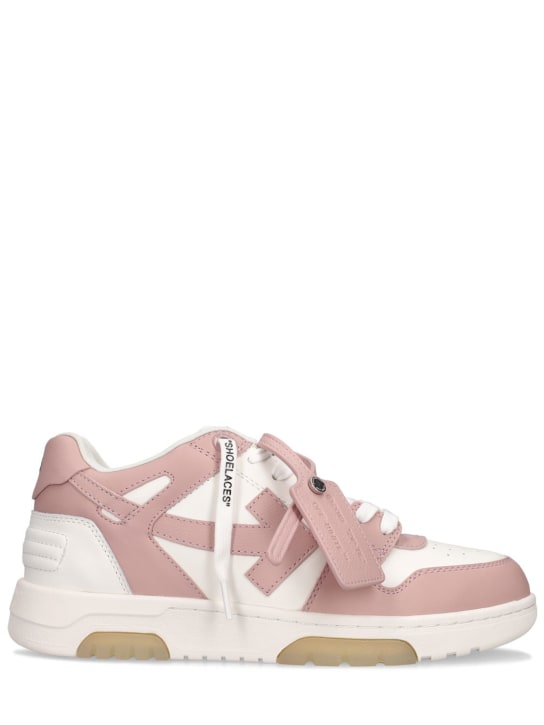 Off-White: 30mm Out of Office leather sneakers - Pink/White - women_0 | Luisa Via Roma