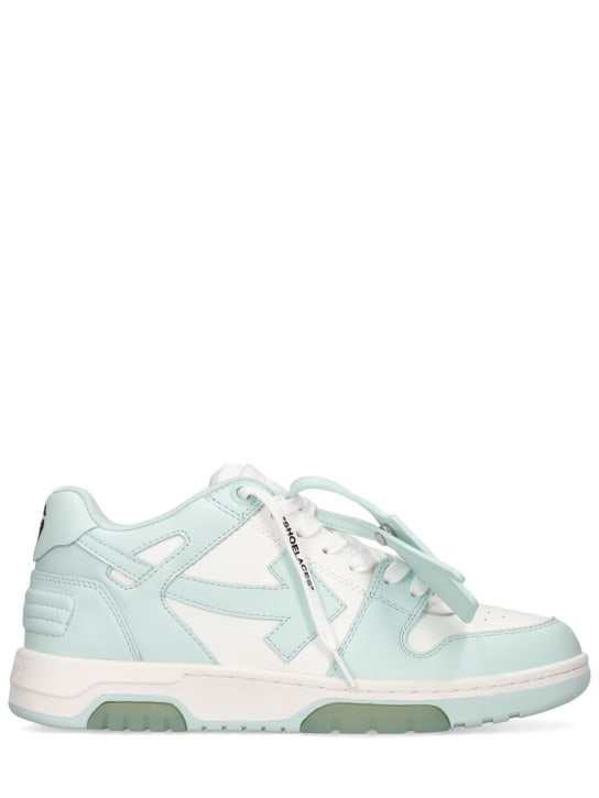 Off-White: 30mm Out of Office leather sneakers - Mint/White - women_0 | Luisa Via Roma