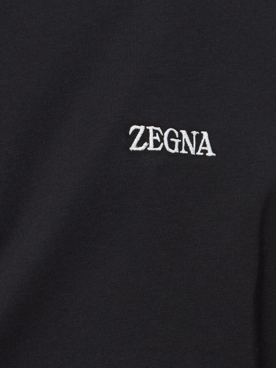Zegna: Camiseta manga corta - Azul Marino - men_1 | Luisa Via Roma