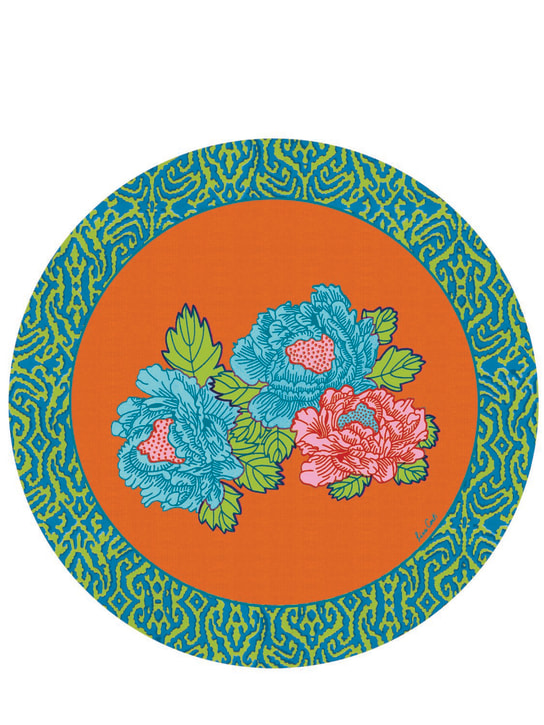 LISA CORTI: Kauai Peony lacquered cork tablemat - Multicolor - ecraft_0 | Luisa Via Roma