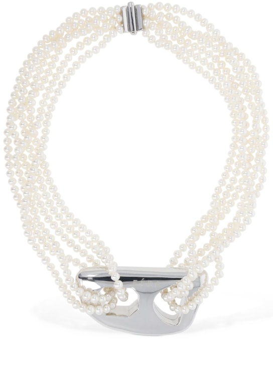 EÉRA: Stone silver & pearl collar necklace - Pearl/Silver - women_0 | Luisa Via Roma