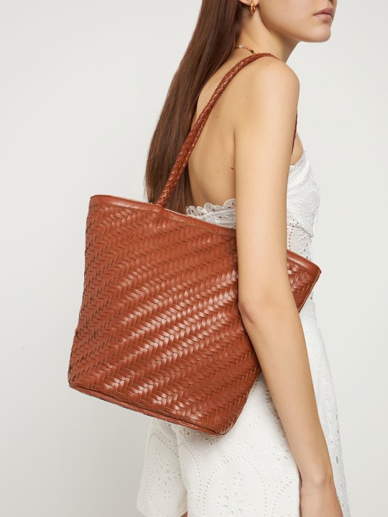Bembien: Jeanne handwoven leather shoulder bag - Sienna - women_1 | Luisa Via Roma