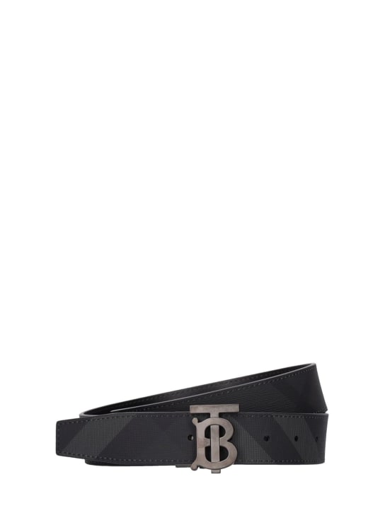 Burberry: Cintura con logo 35mm - Carbone - men_0 | Luisa Via Roma