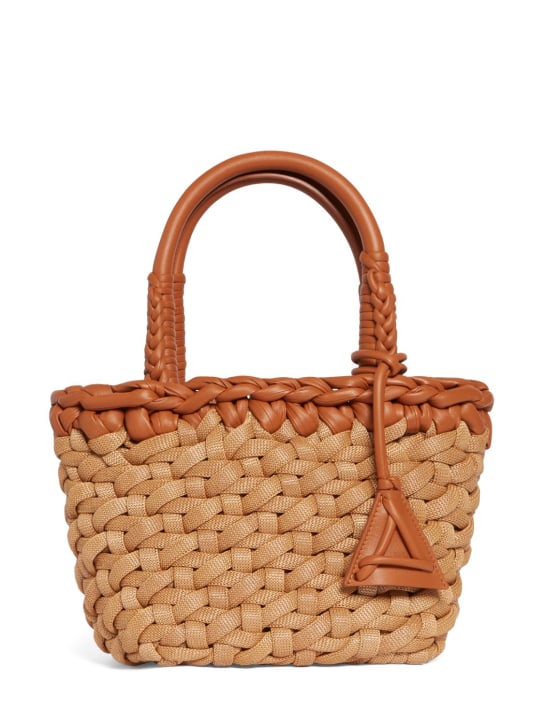 Alanui: Small Icon leather & raffia effect bag - Sand Brown - women_0 | Luisa Via Roma